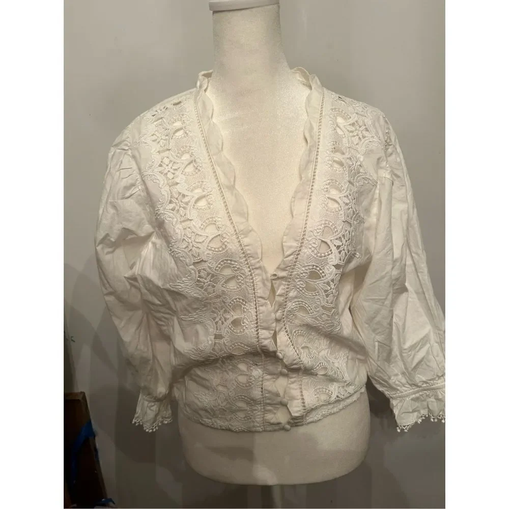 Free people Louella Embroidered Top size L